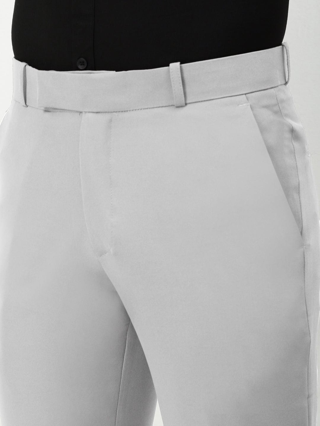 Men's White Slim Fit Formal Trousers