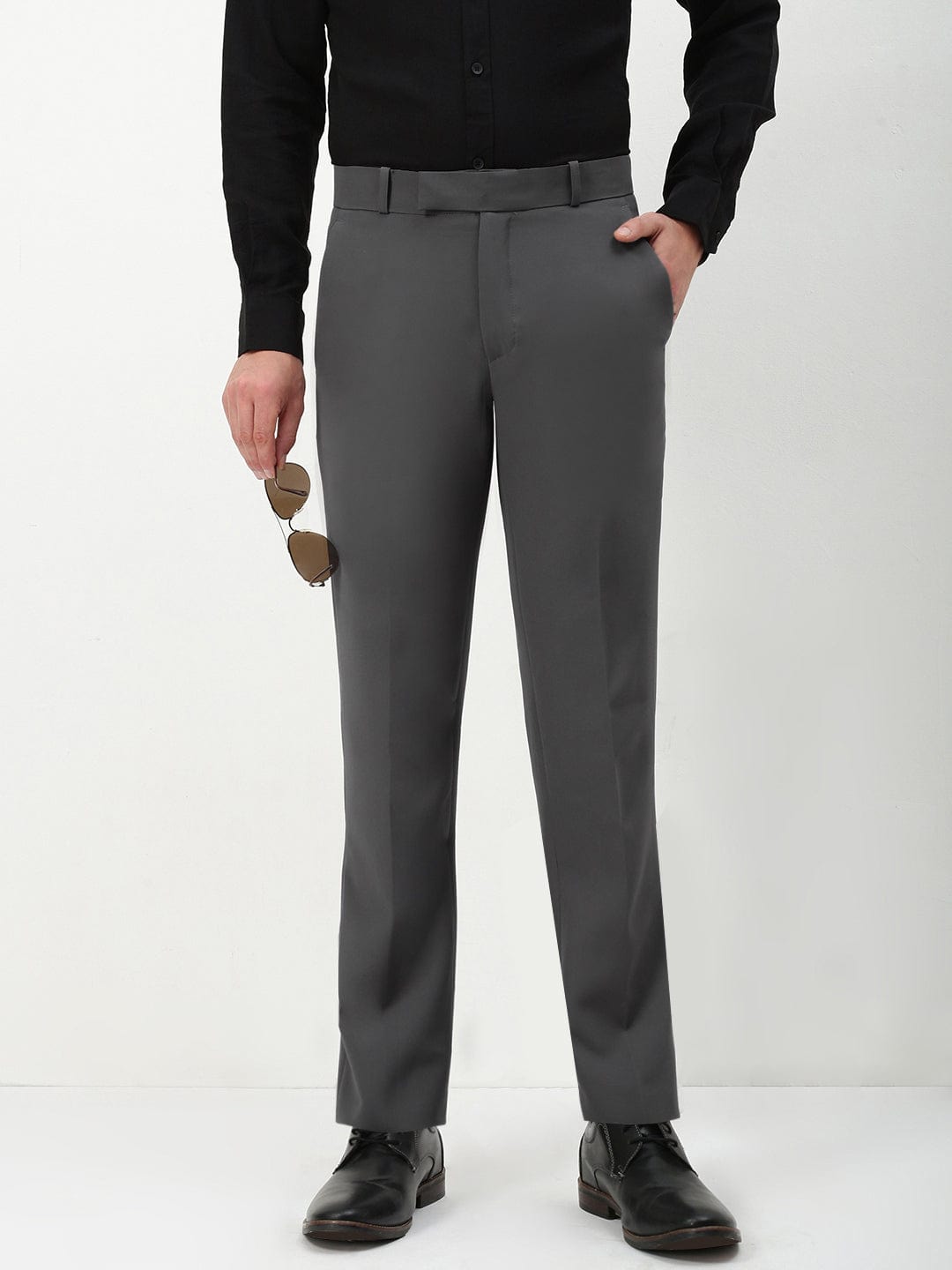 Men's Grey Slim Fit Formal Trousers