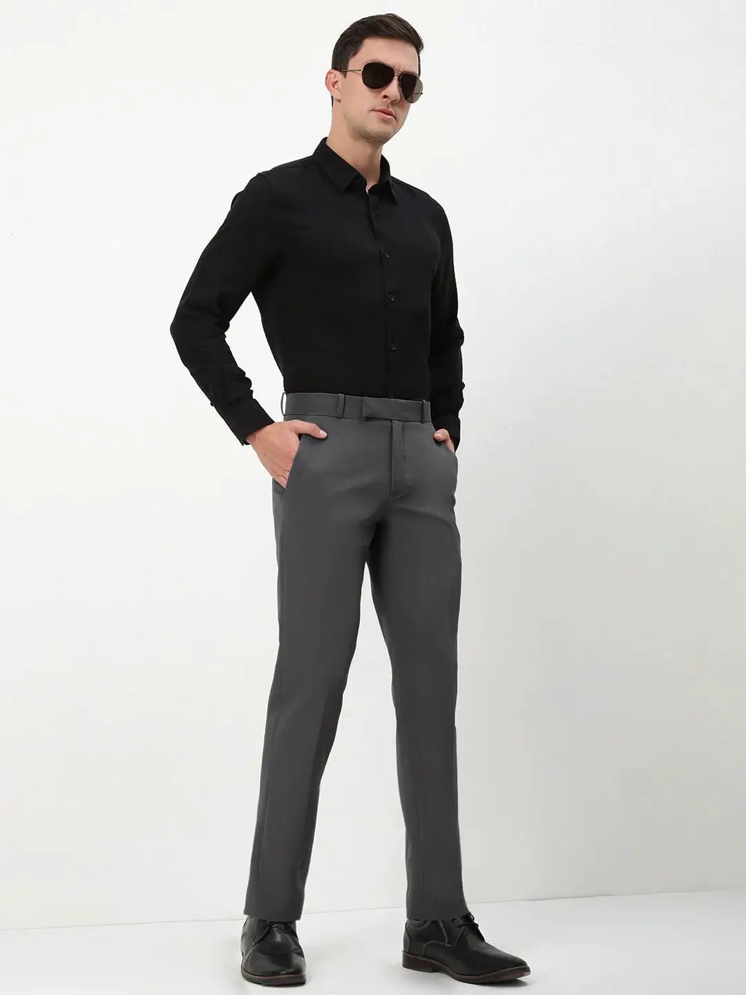 Men's Grey Slim Fit Formal Trousers - from SHOWOFFFF