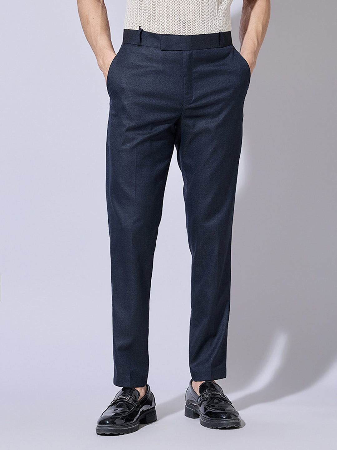 Men's Navy Blue Slim Fit Trousers