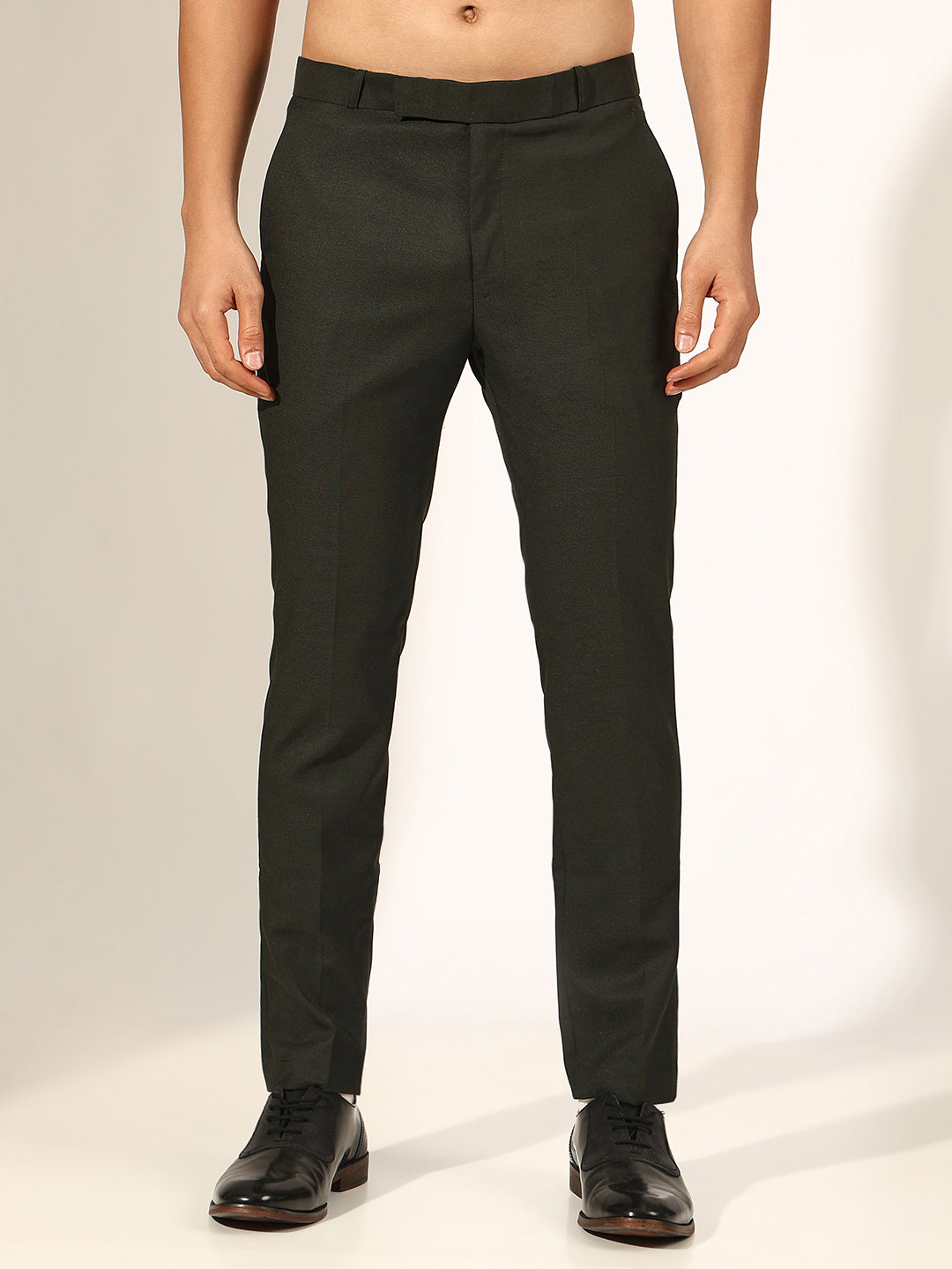 Men's Olive Slim Fit Formal Trouser