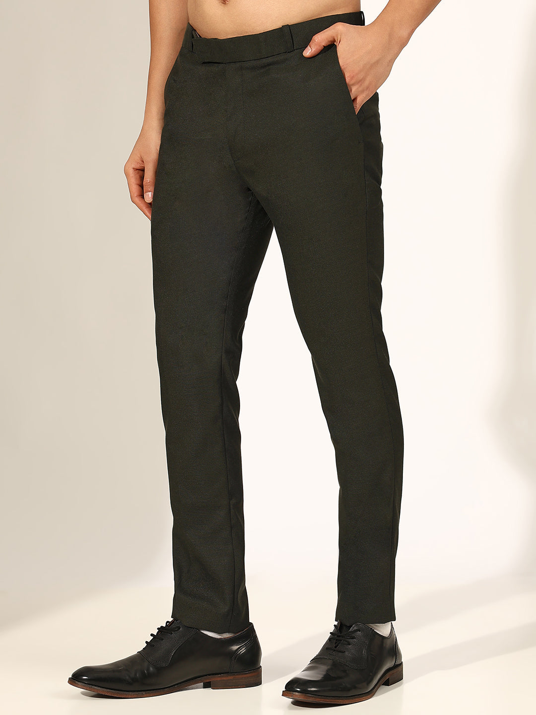 Men's Olive Slim Fit Formal Trouser