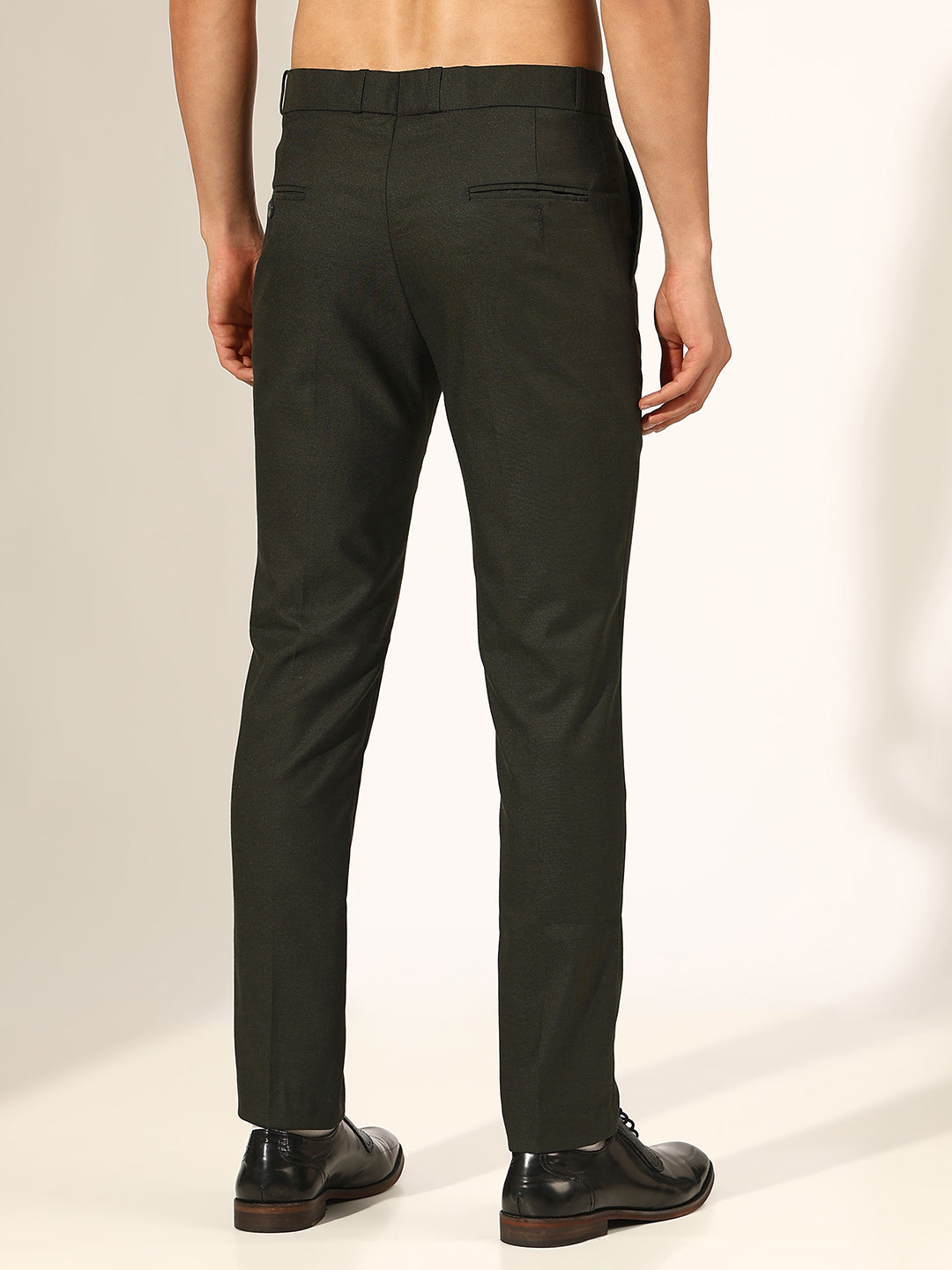 Men's Olive Slim Fit Formal Trouser