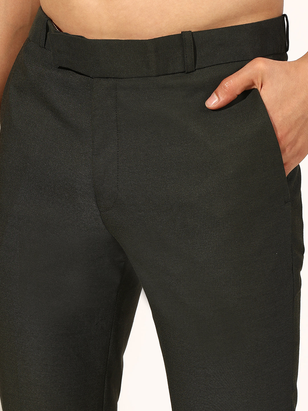 Men's Olive Slim Fit Formal Trouser