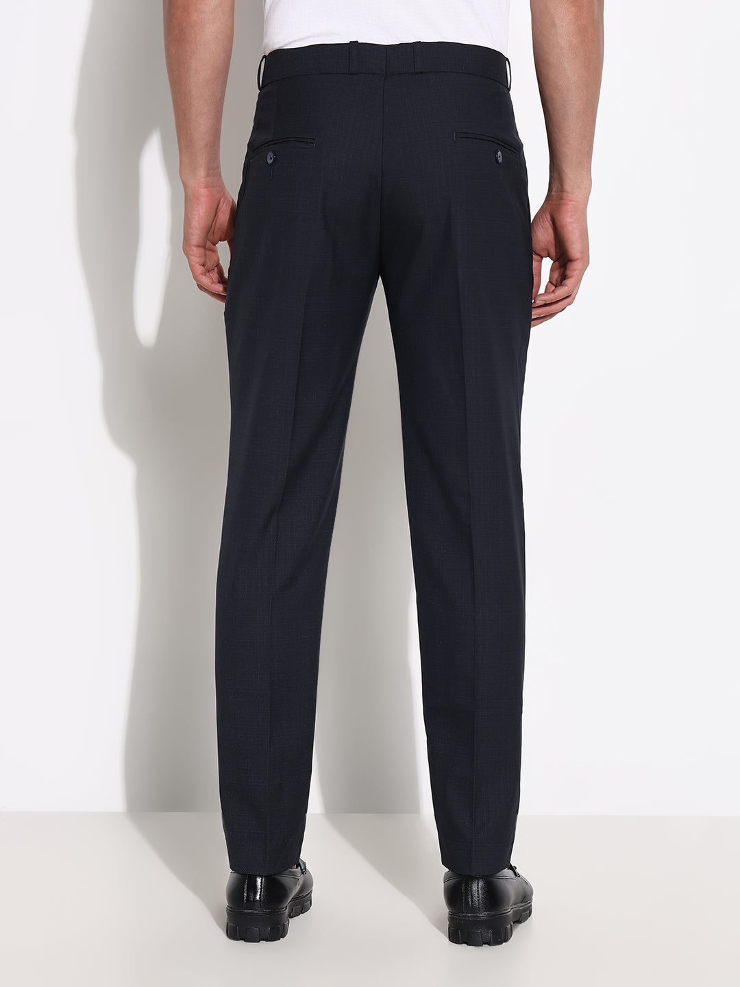 Men Charcoal Solid Formal Trousers