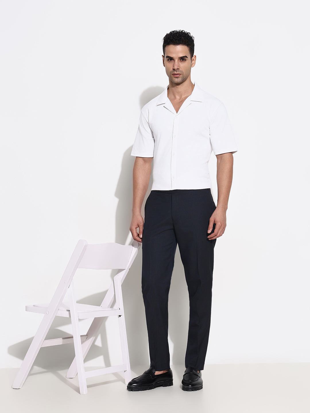 Men Charcoal Solid Formal Trousers