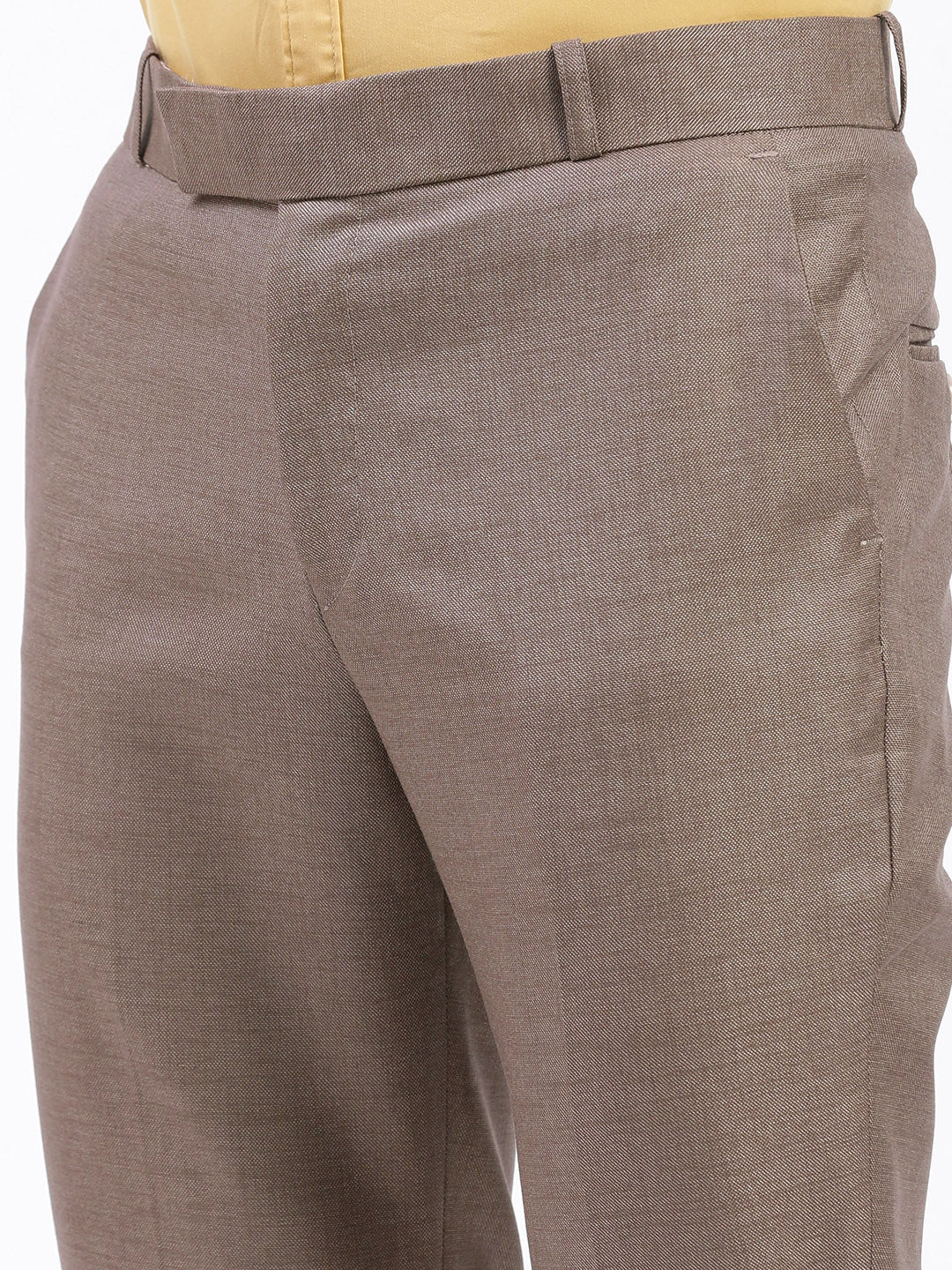 Men Solid Brown Formal Trousers