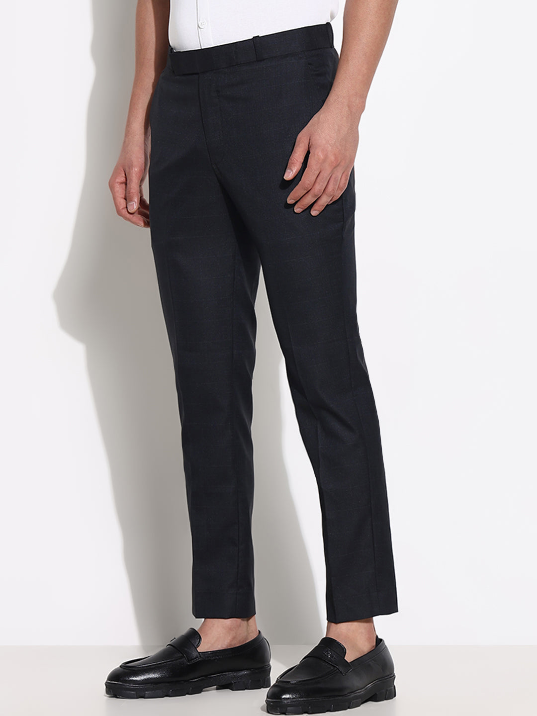 Men Black Solid Formal Trousers