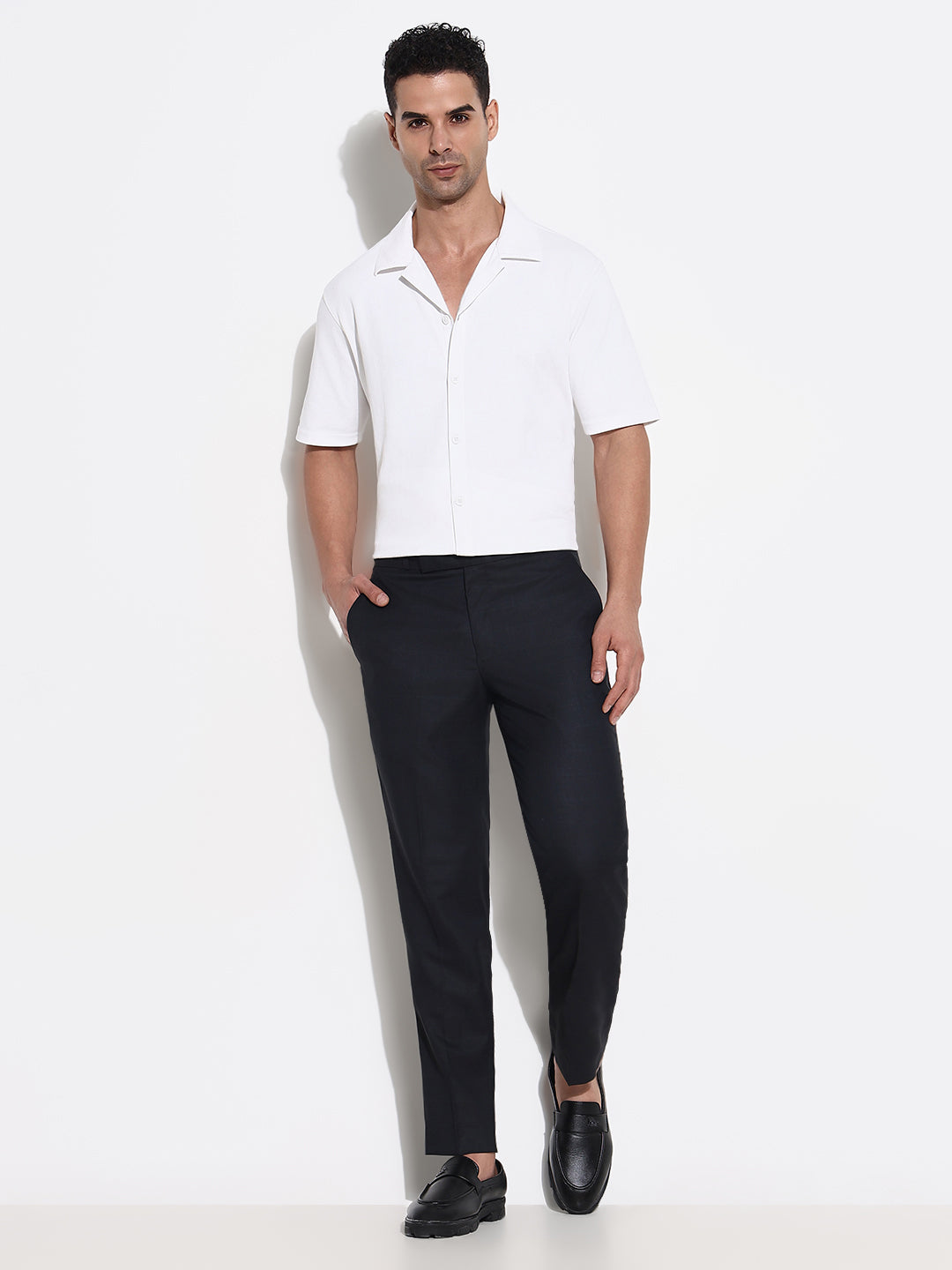 Men Black Solid Formal Trousers