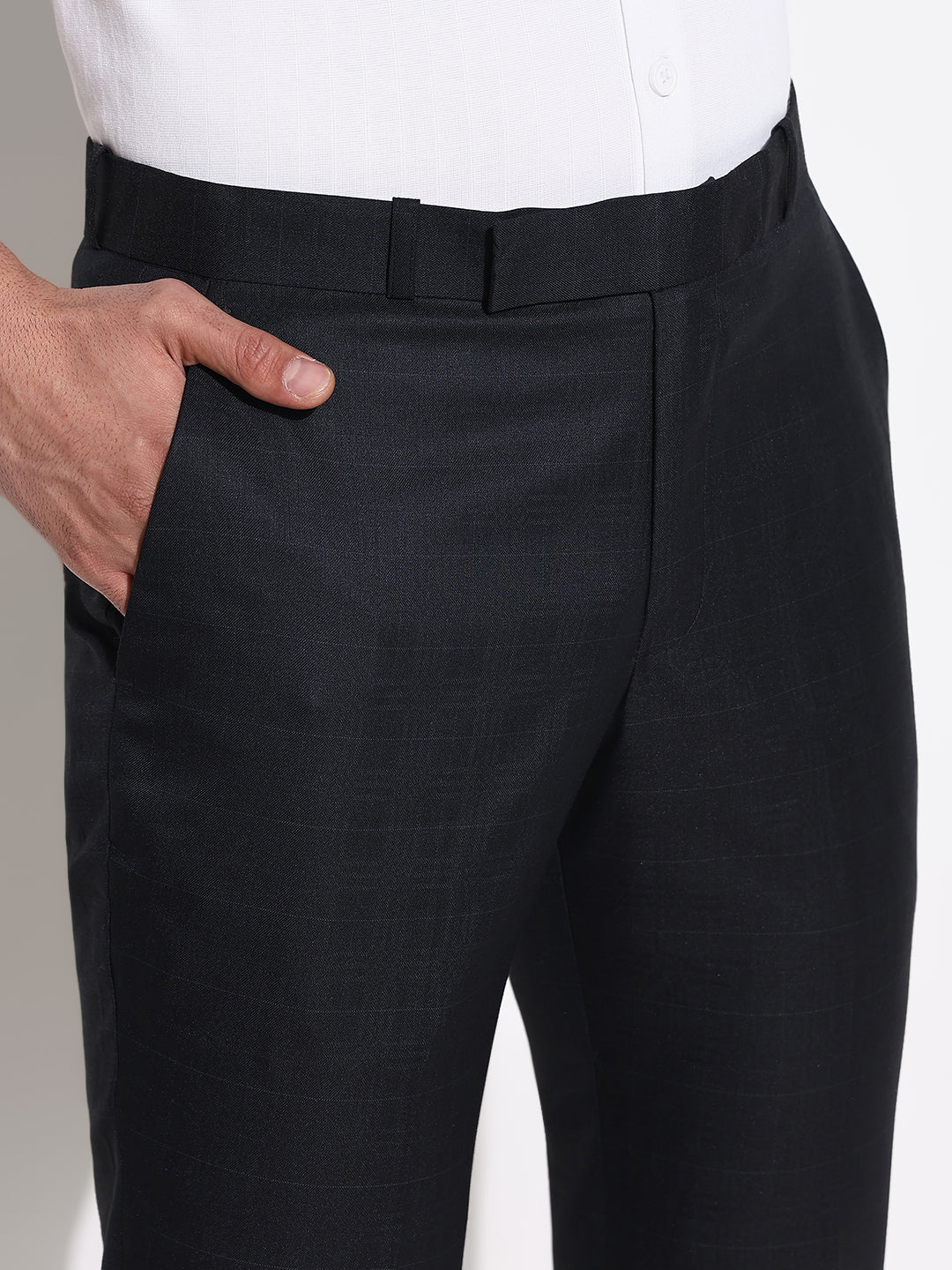 Men Black Solid Formal Trousers