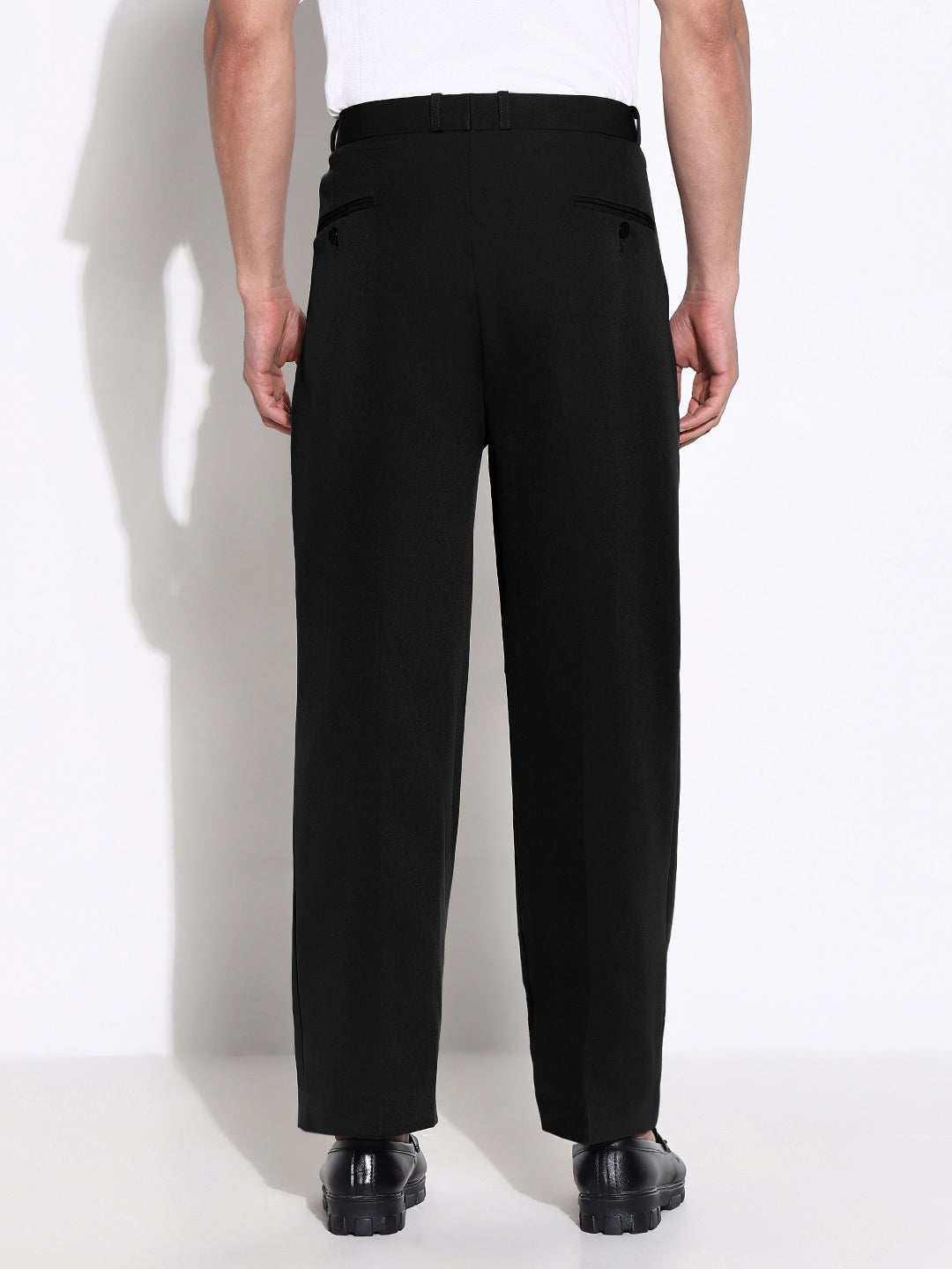 Men's Black Loose Fit Formal Korean Trousers