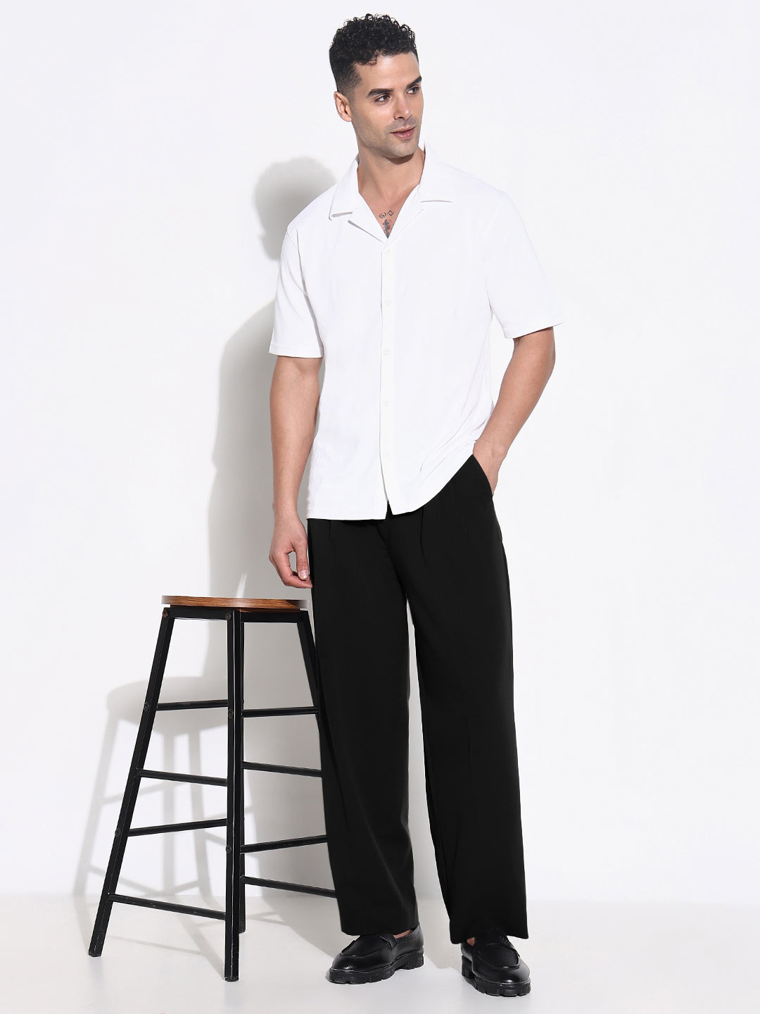 Men's Black Loose Fit Formal Korean Trousers