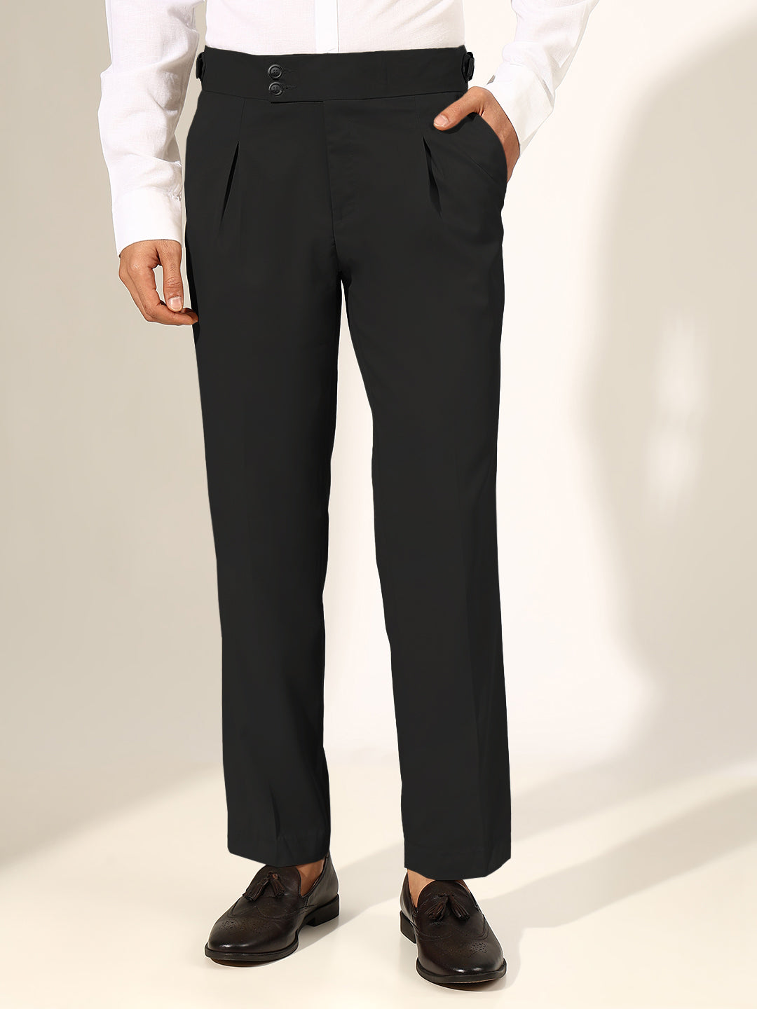 Men's Pleated Black Korean Formal Trouser