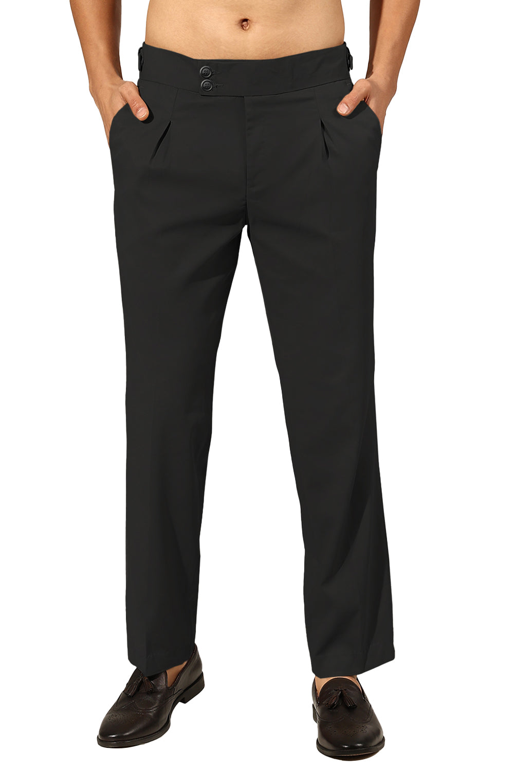 Men's Pleated Black Korean Formal Trouser