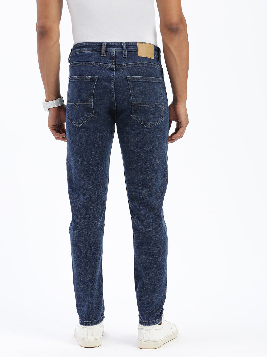 Men Navy Blue Slim Fit Cropped Jeans