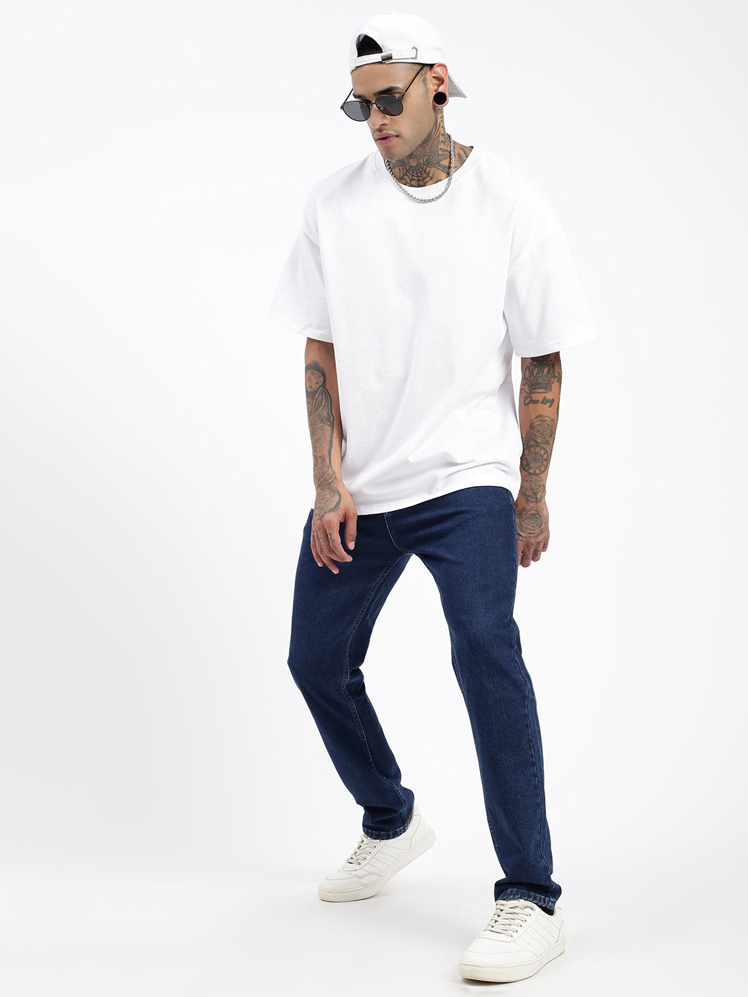 Men Navy Blue Slim Fit Cropped Jeans