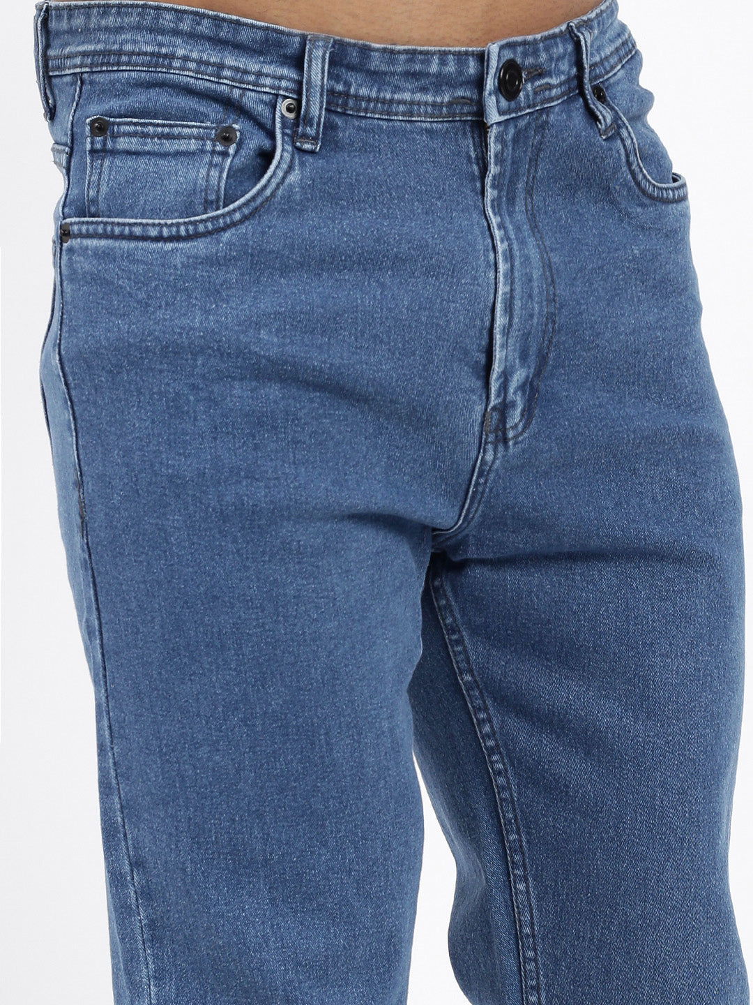 Men Blue Slim Fit Cropped Jeans