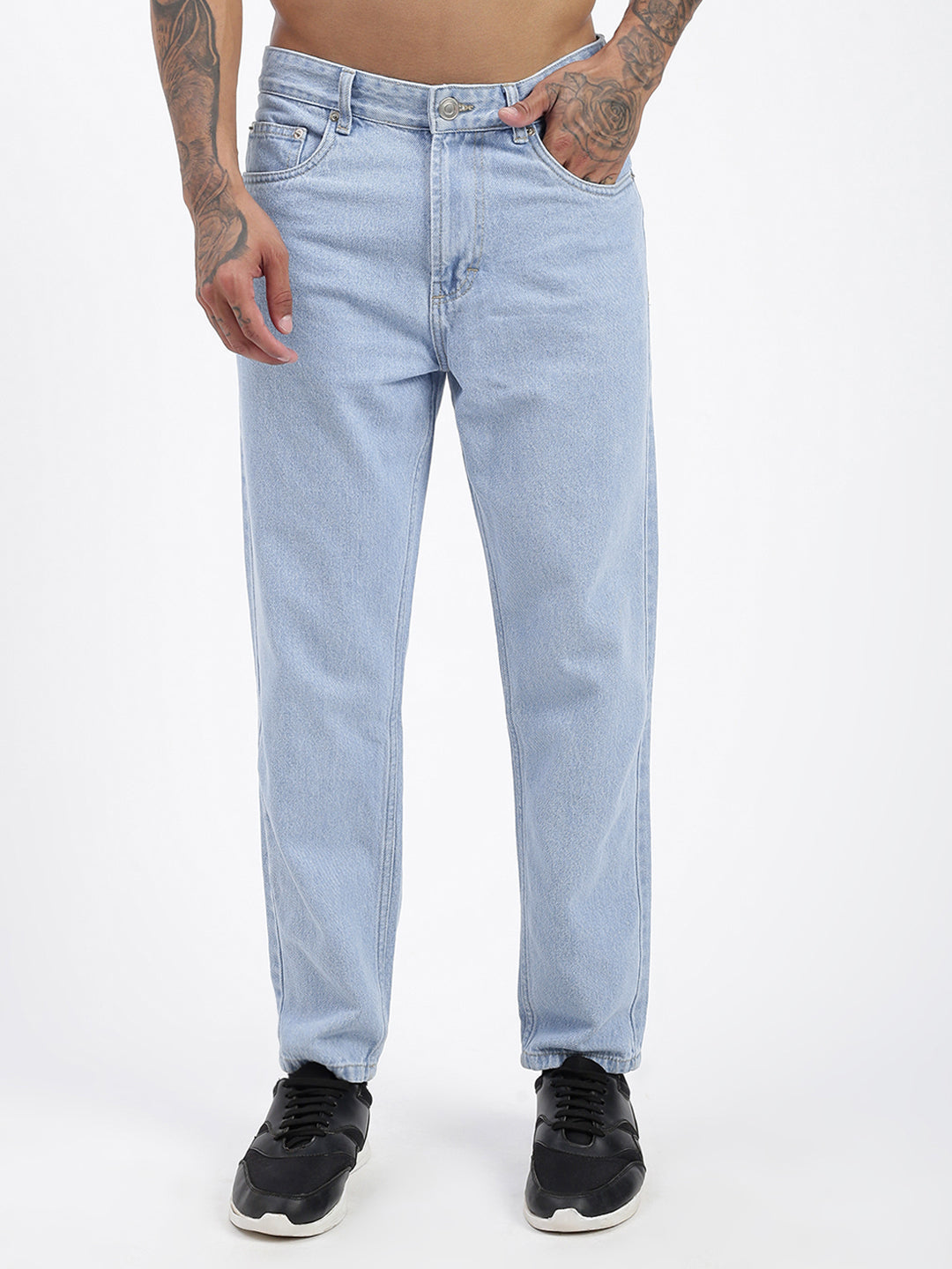 Men Blue Slim Fit Cropped Jeans