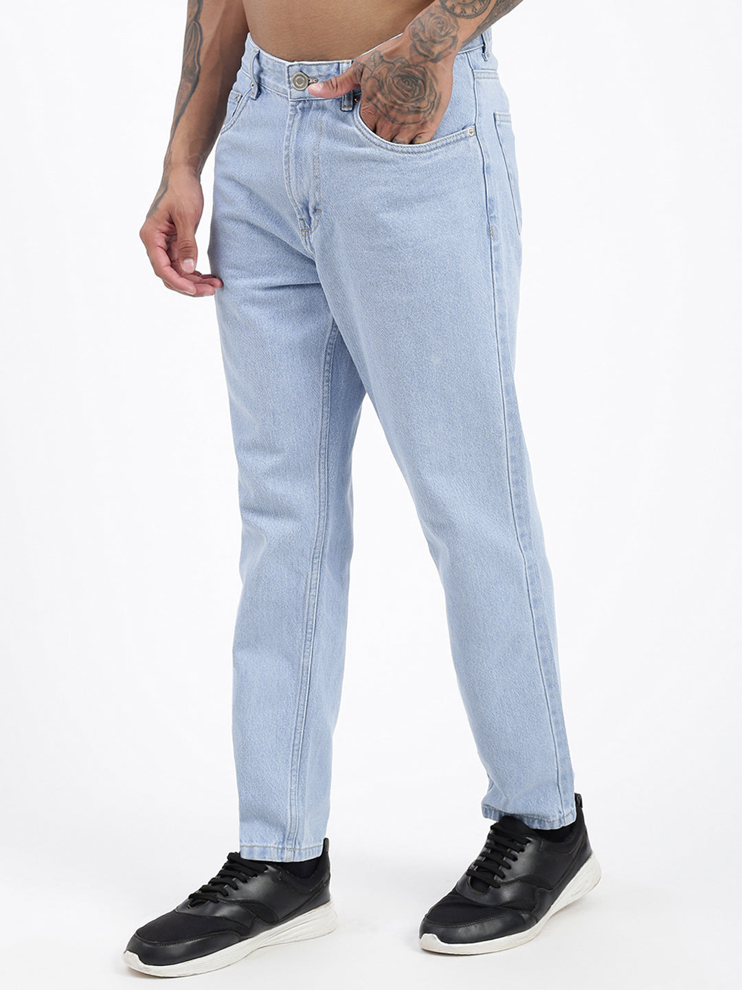 Men Blue Slim Fit Cropped Jeans