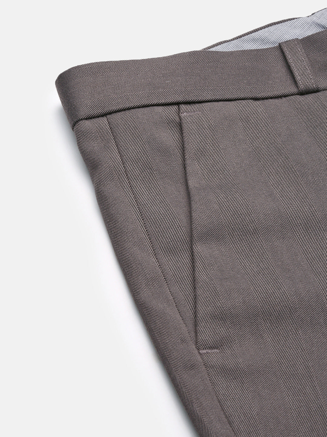 Men Solid Brown Formal Trousers