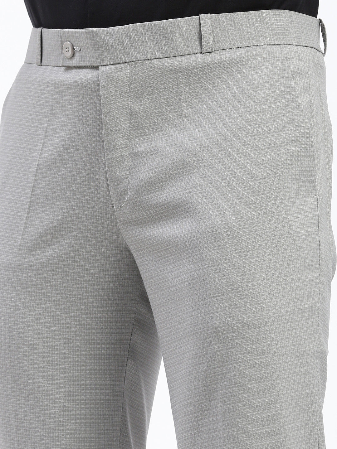 Men Solid Grey Formal Trousers