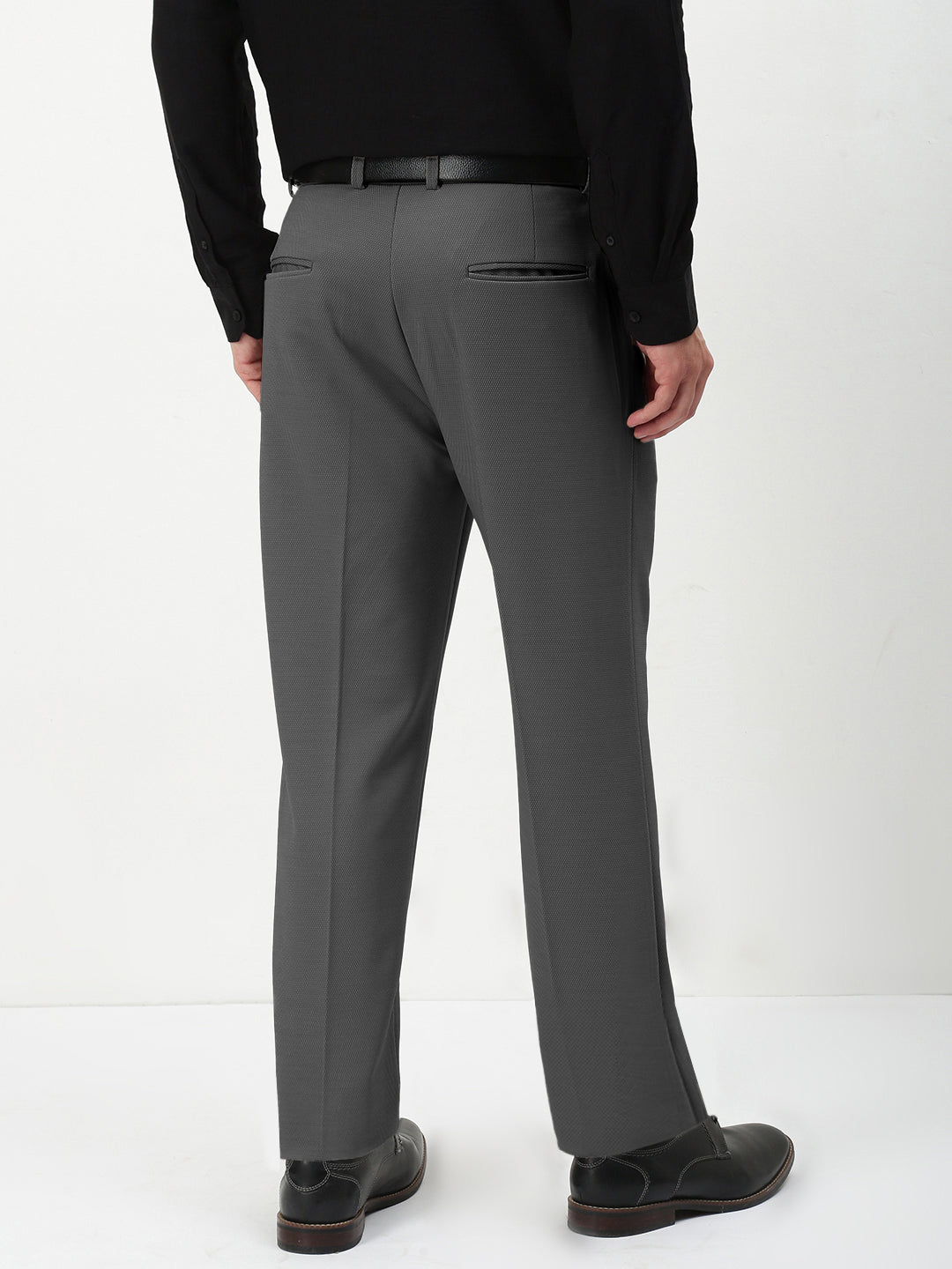 Men's Charcoal Straight Fit Formal Trouser