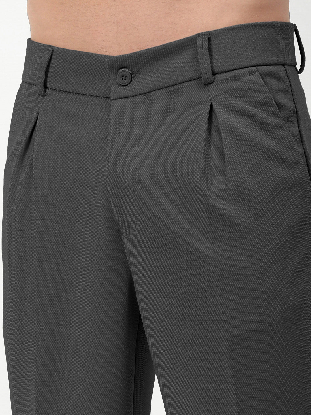 Men's Charcoal Straight Fit Formal Trouser