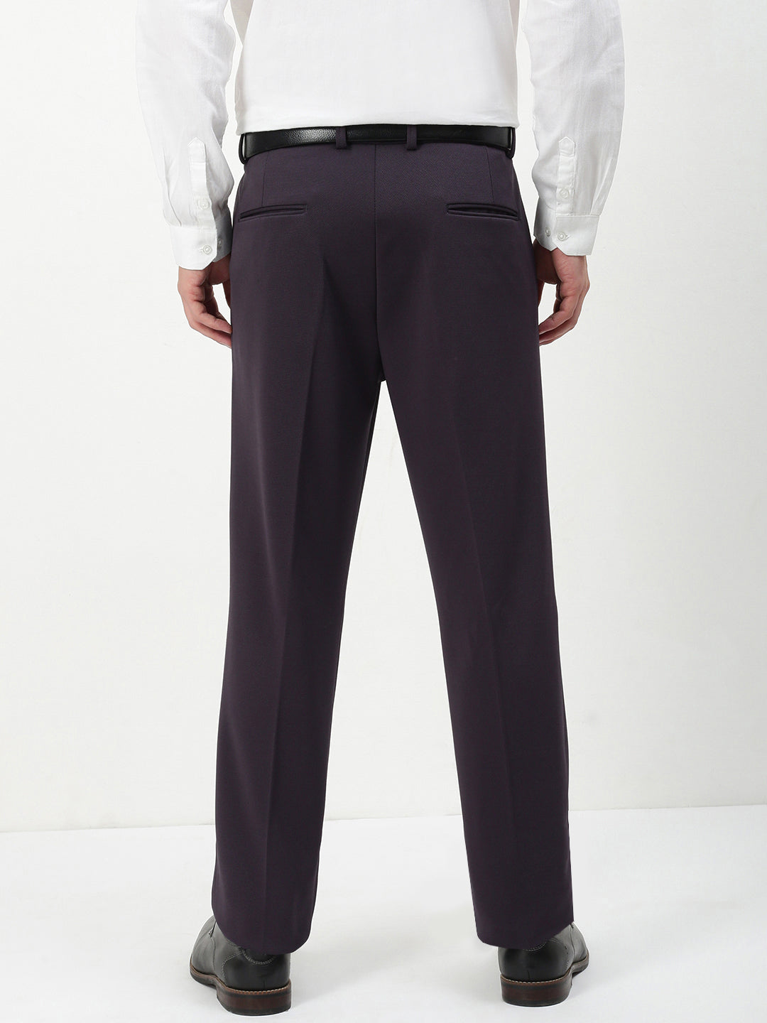 Men Grey Solid Formal Trousers