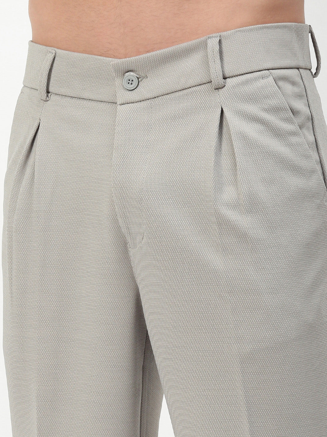 Men Grey Solid Formal Trousers