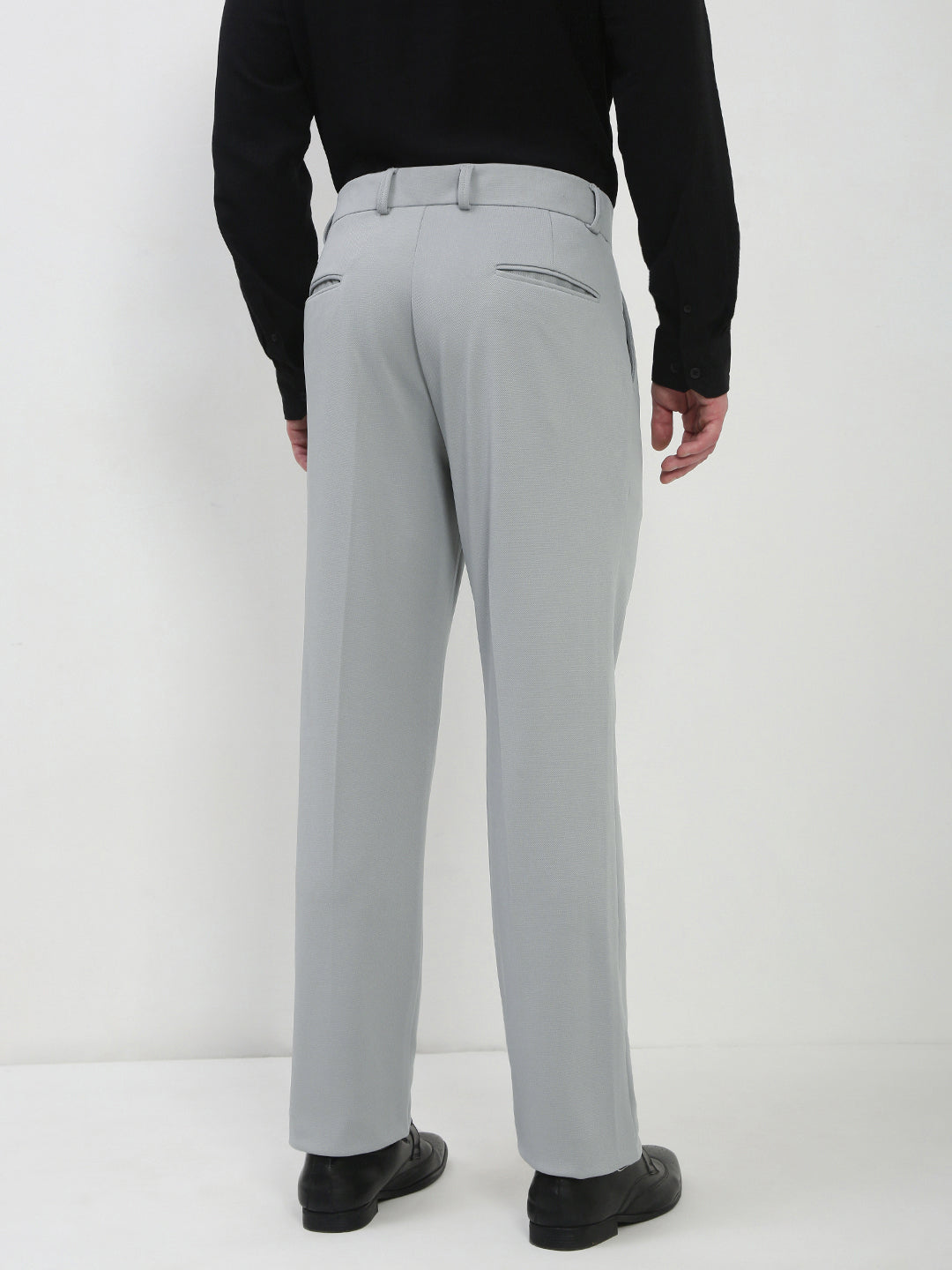Men's Light Grey Solid Formal Trousers