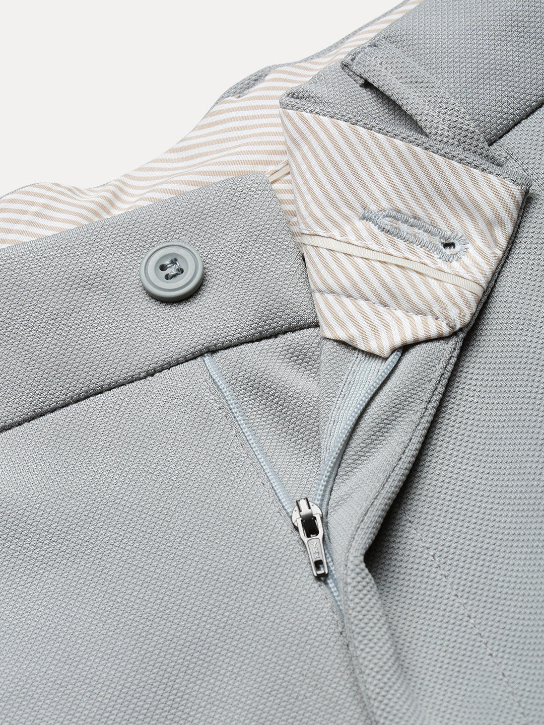 Men's Light Grey Solid Formal Trousers