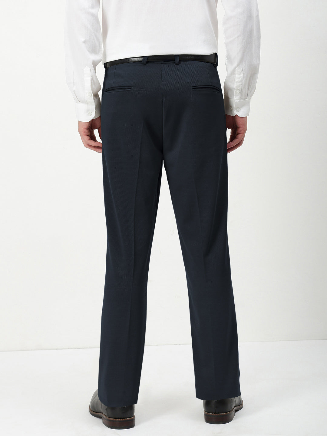 Men's Navy Blue Straight Fit Formal Trouser