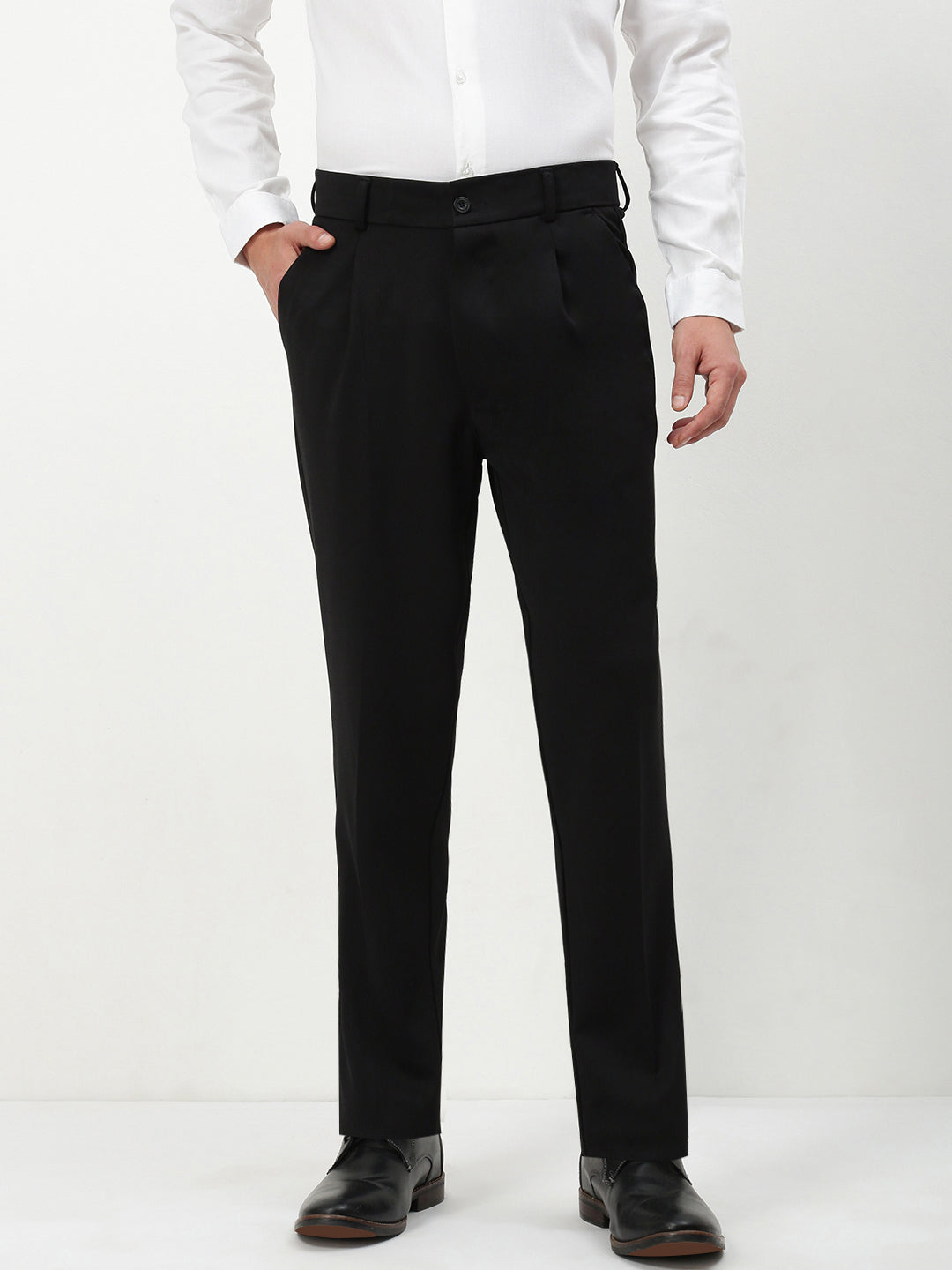 Men Black Solid Formal Trousers