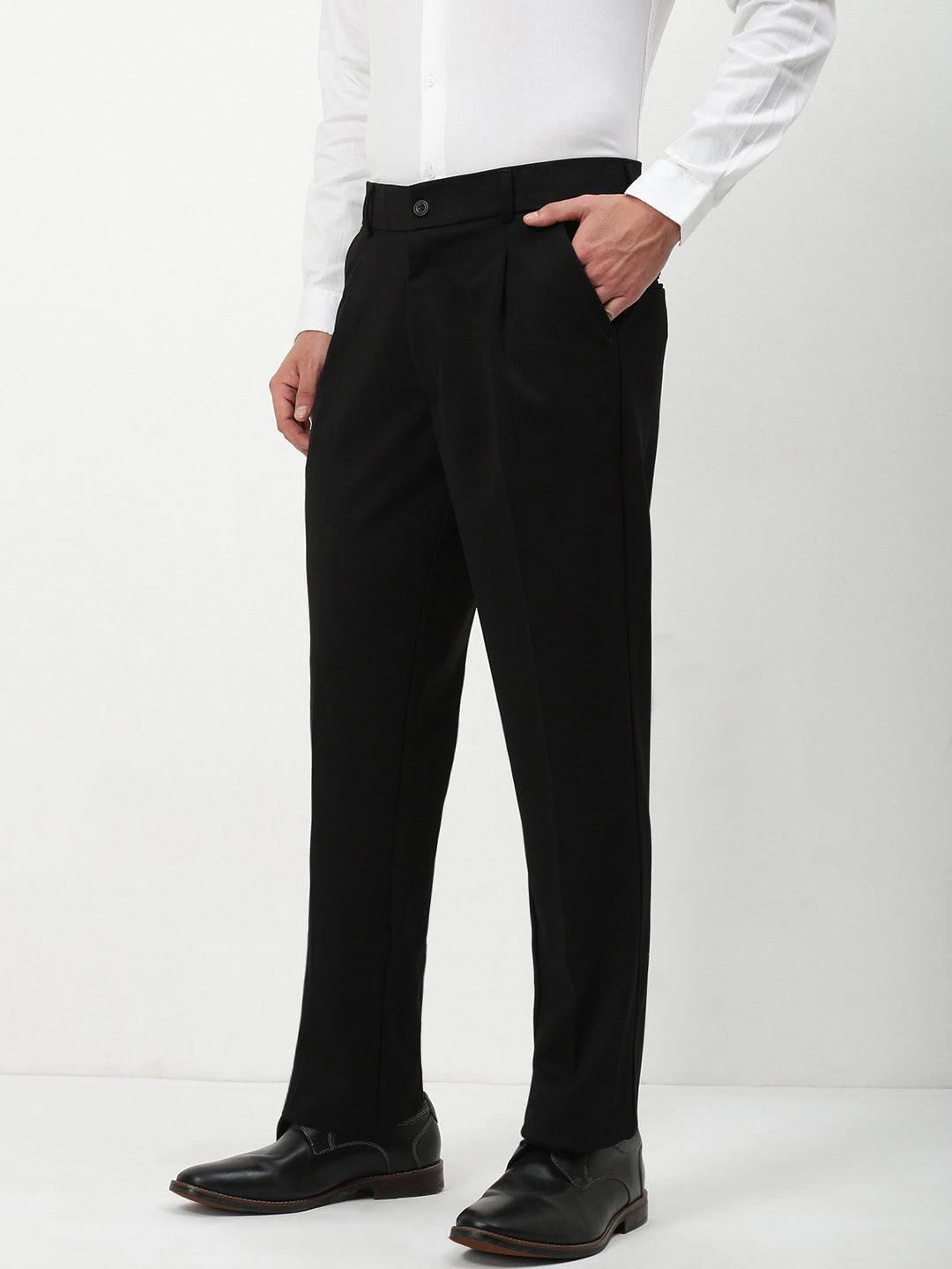 Men Black Solid Formal Trousers