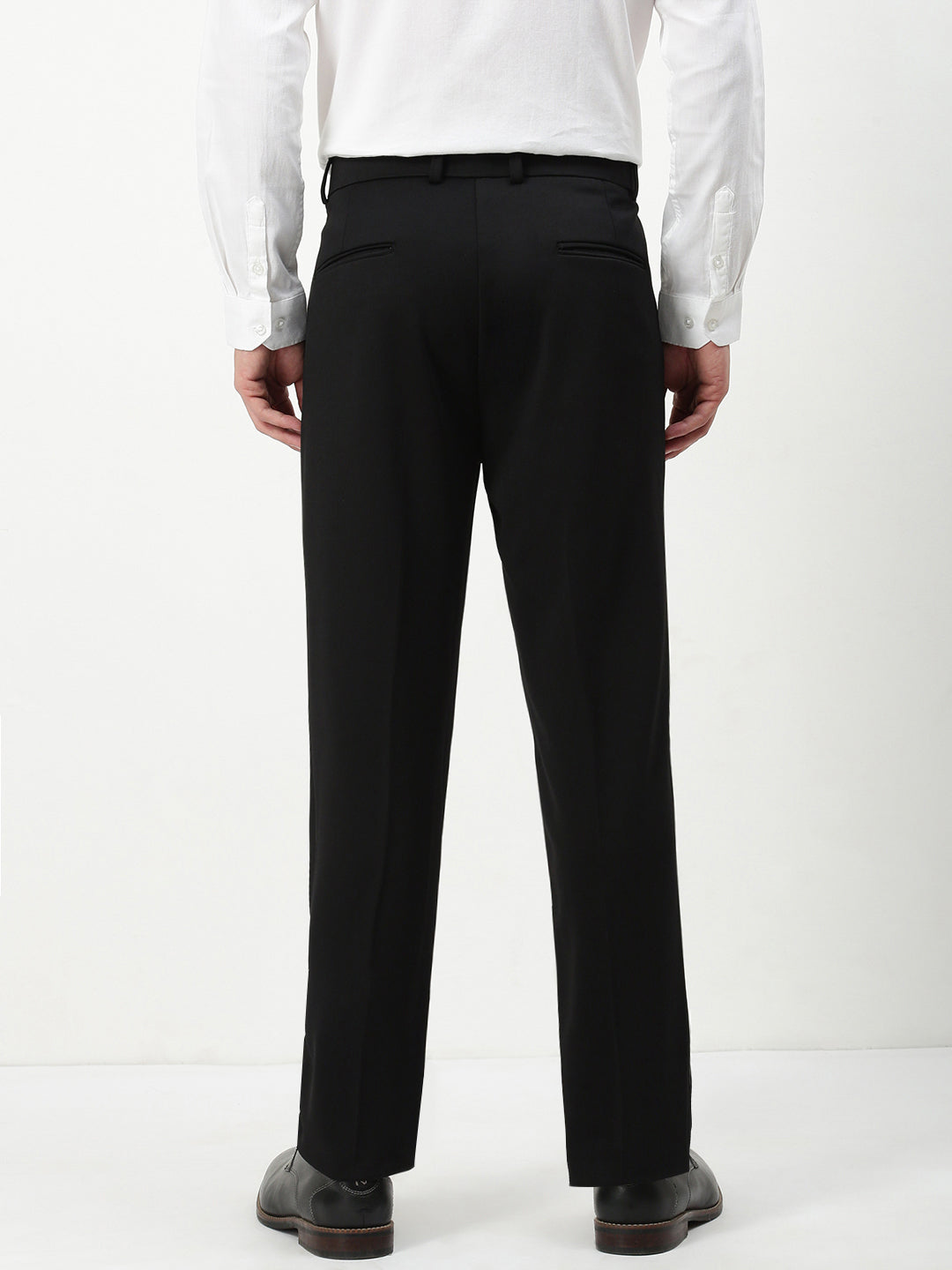 Men Black Solid Formal Trousers