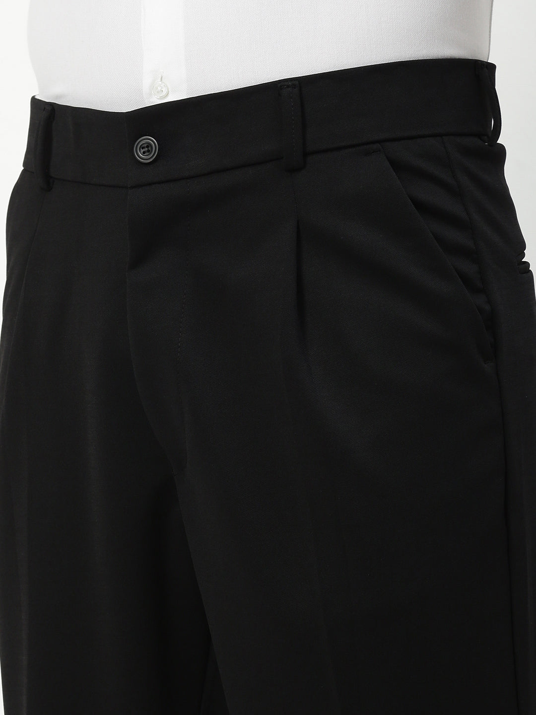 Men Black Solid Formal Trousers