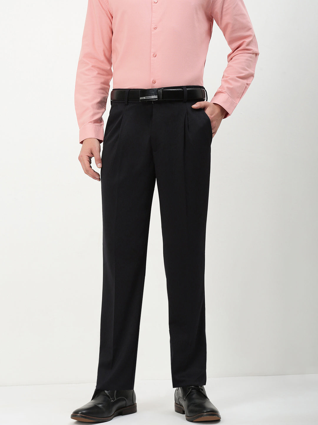 Men Black Solid Formal Trousers