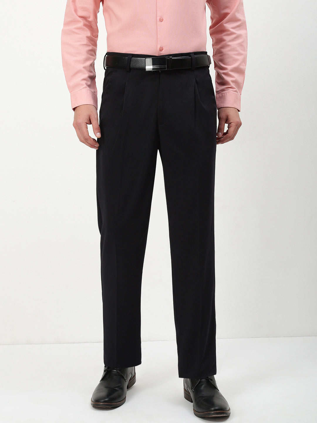 Men Black Solid Formal Trousers