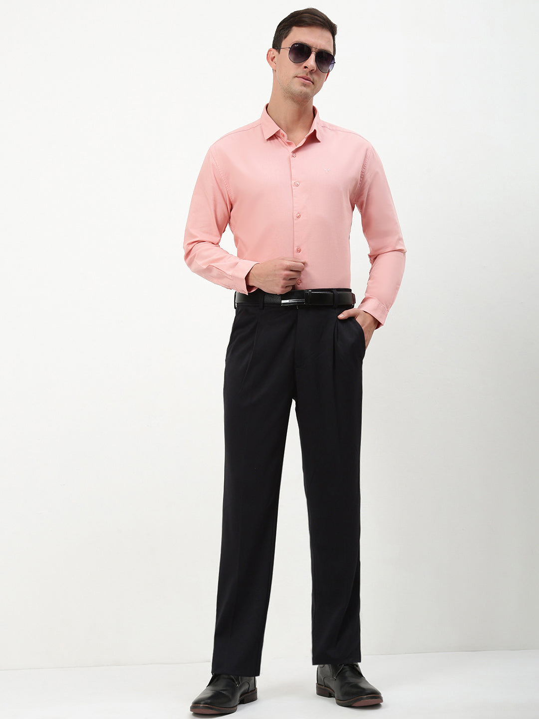 Men Black Solid Formal Trousers