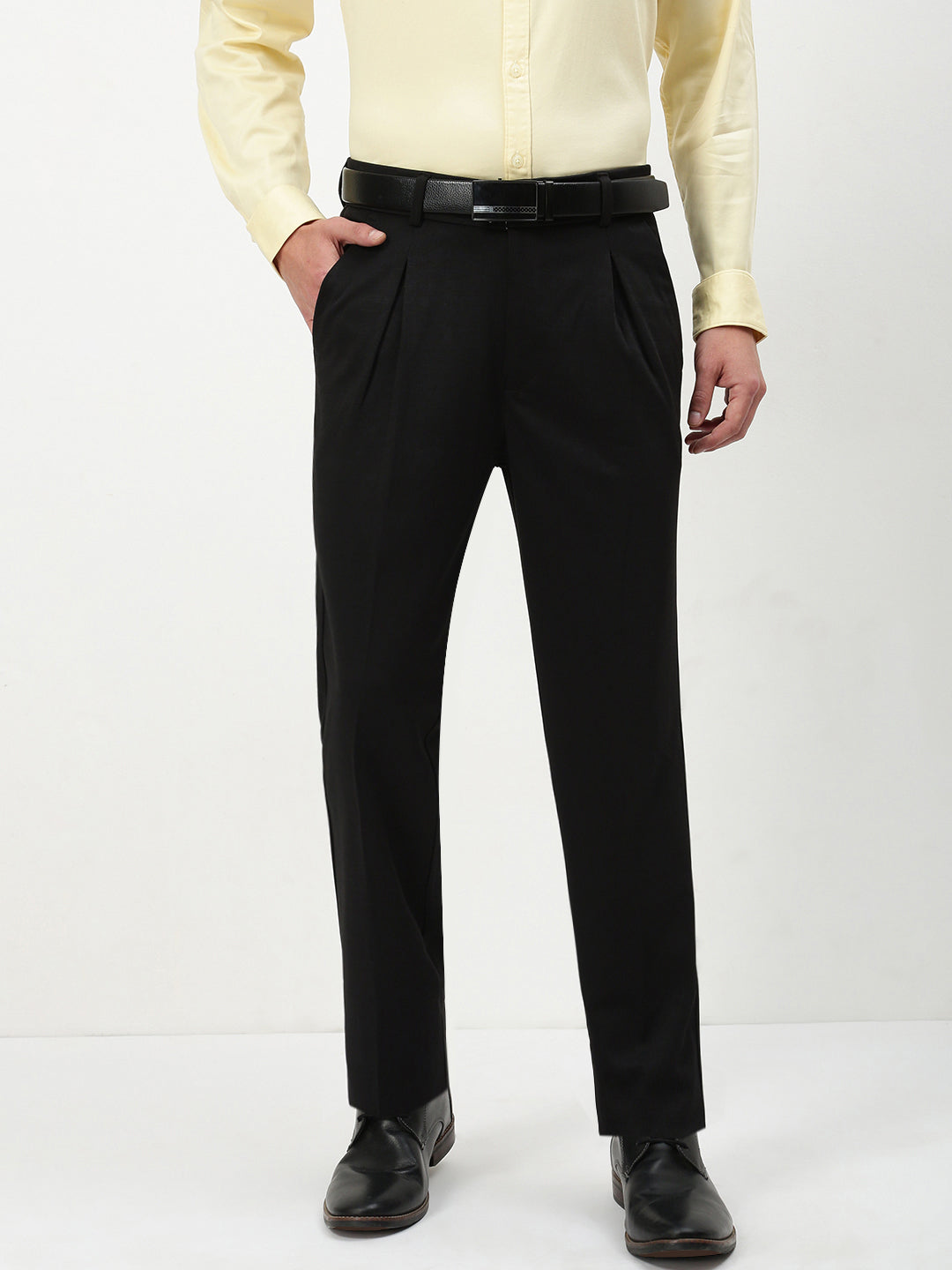 Men Black Solid Formal Trousers