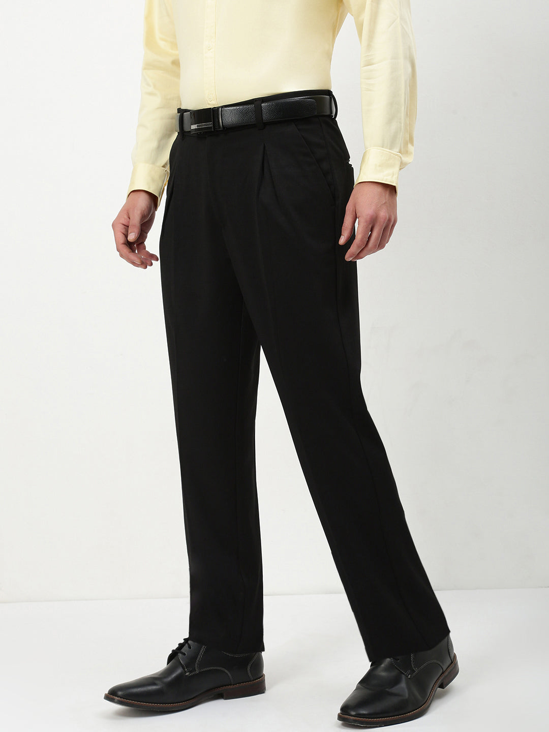 Men Black Solid Formal Trousers