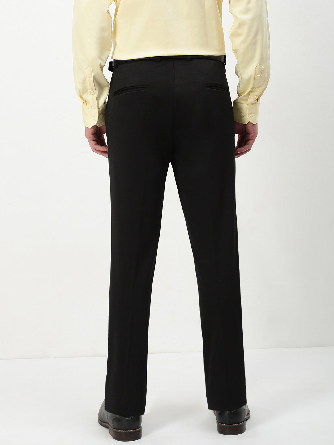 Men Black Solid Formal Trousers