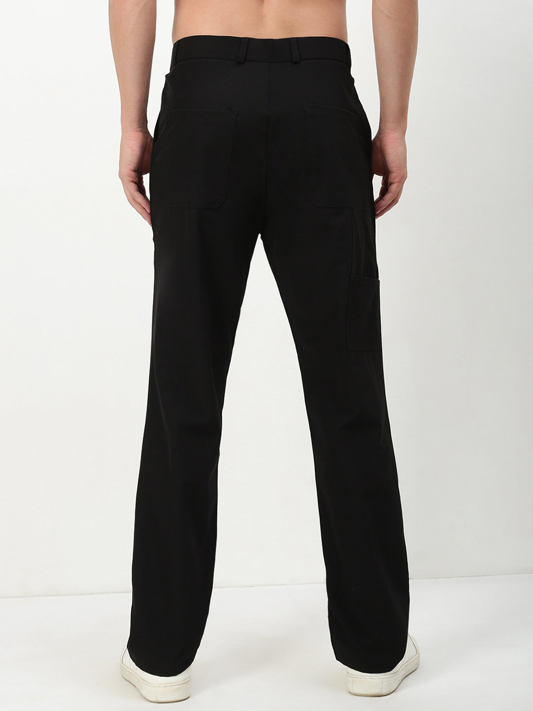 Men Black Solid Trousers