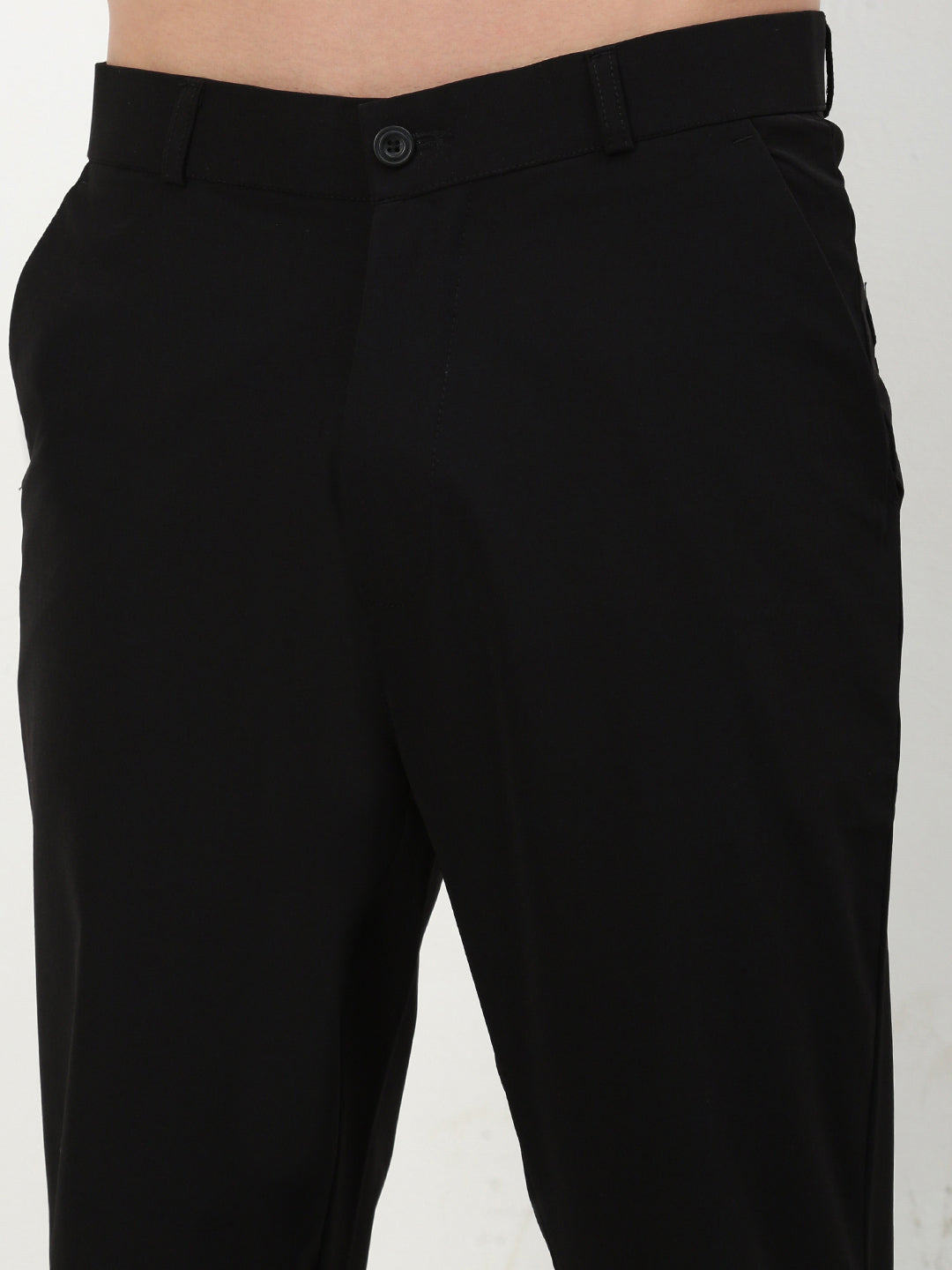 Men Black Solid Trousers