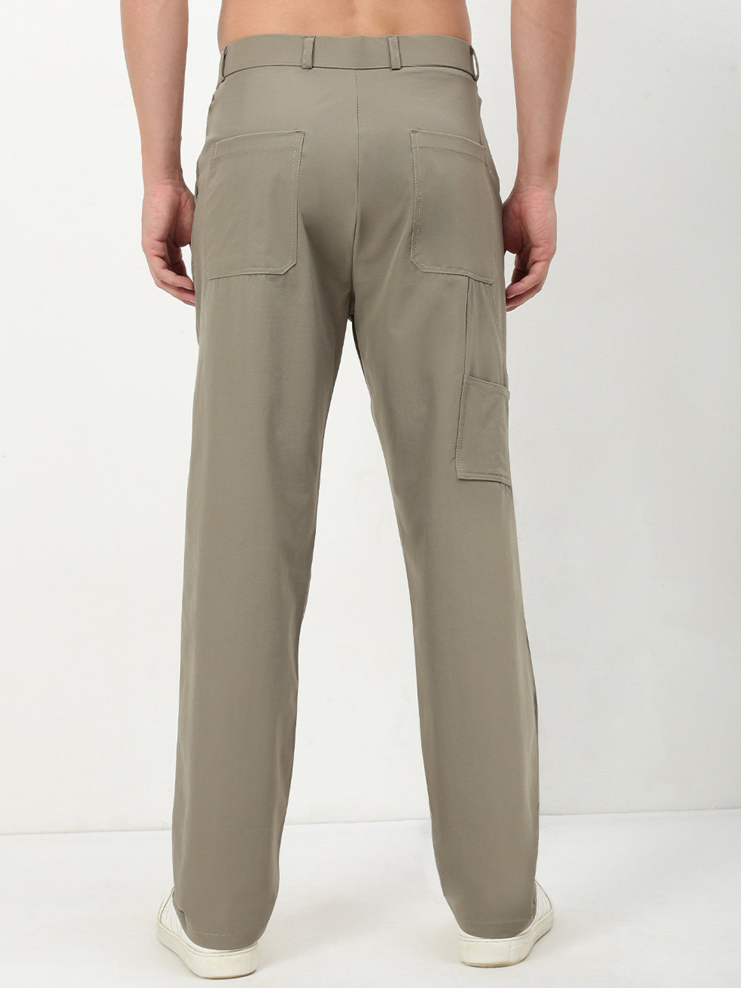 Men Grey Solid Trousers