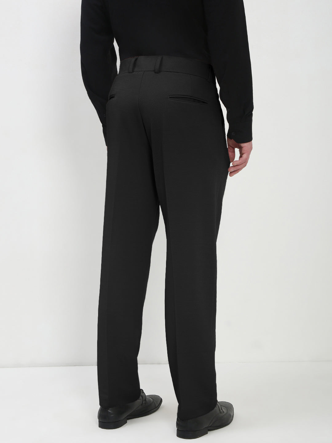 Men's Black Regular Fit Formal Trouser