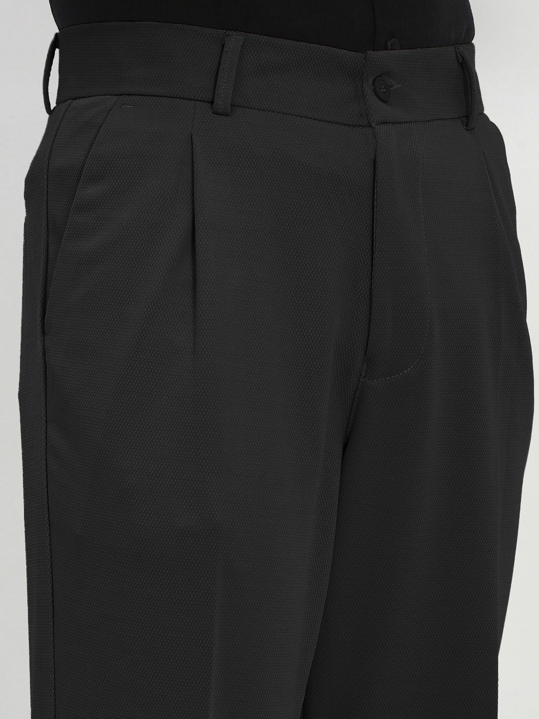 Men's Black Regular Fit Formal Trouser