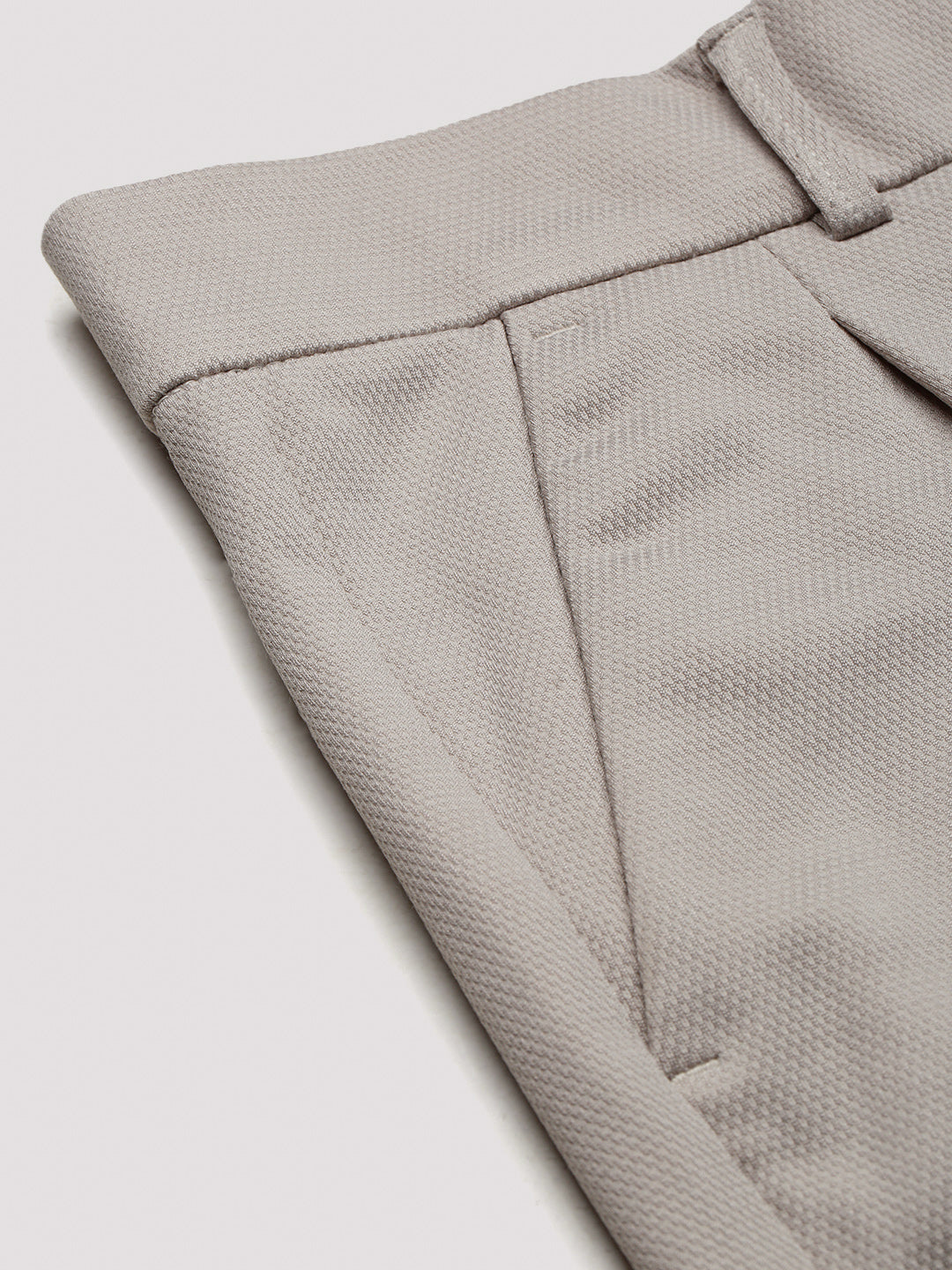 Men's Cream Solid Formal Trousers