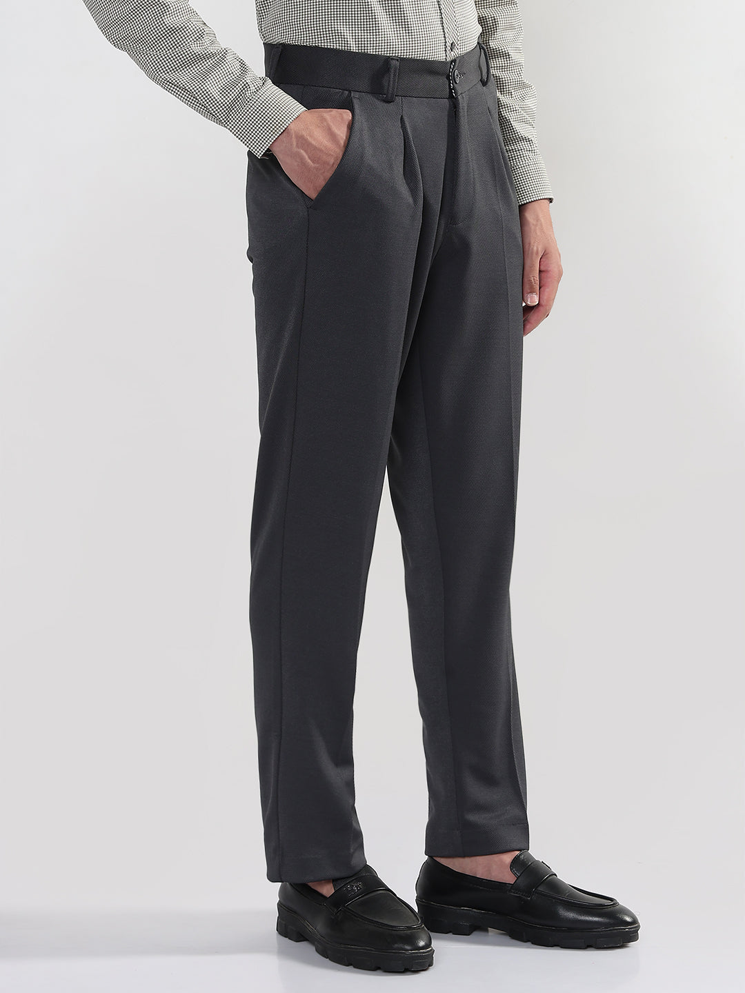 Men's Grey Slim Fit Formal Trouser