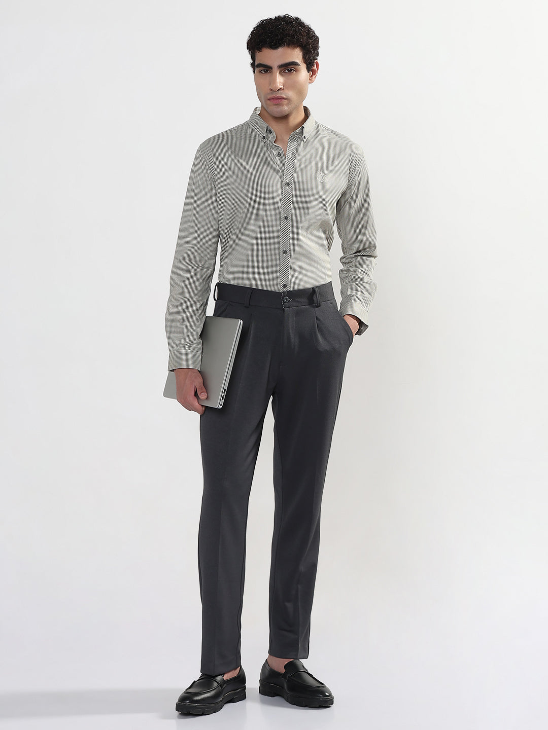 Men's Grey Slim Fit Formal Trouser
